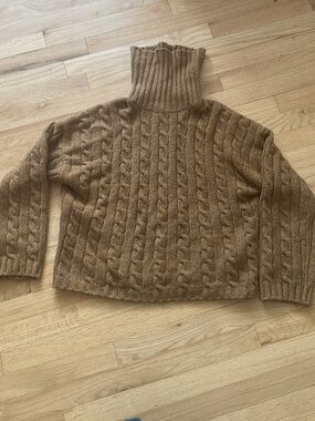 Abercrombie & Fitch Camel Cable Knit Turtleneck Sweater
